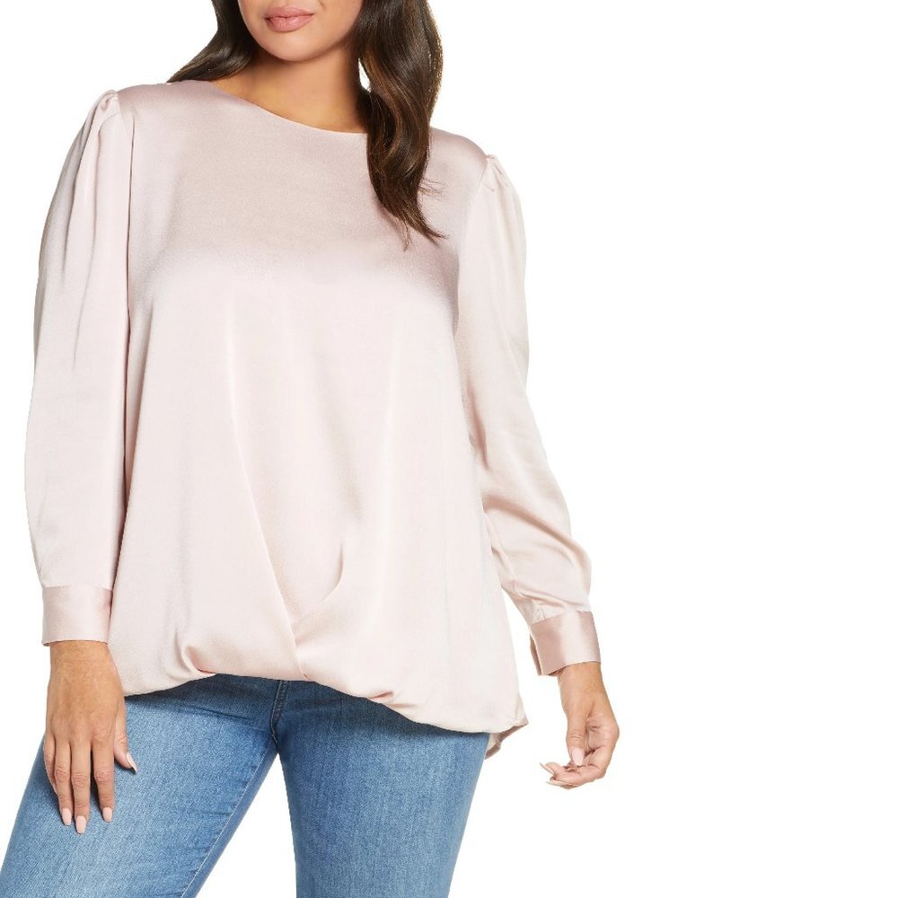 Vince Camuto Hammer Satin Puff Shoulder Top